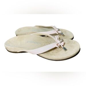 Vionic Bella Sandal Women 8 Pink Bow Orthotic Thong Comfort Slip On Flip Flop